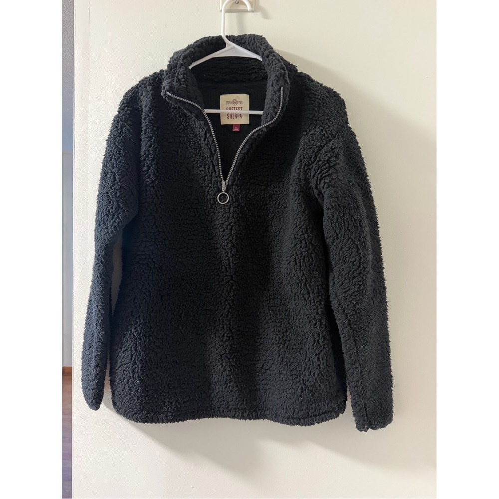 Comfort Code Pullover Women Medium Black Like New Sherpa Quarter-Zip Fleece